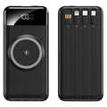 10000mAh Power Bank with Digital Display, Wireless Charging & 4 Built-in Cables
